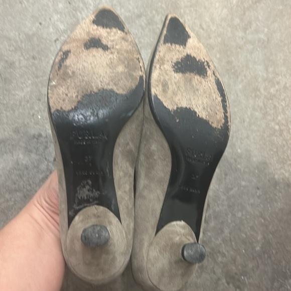 Furla pointy toe kitten heels suede shoes - Picture 4 of 6